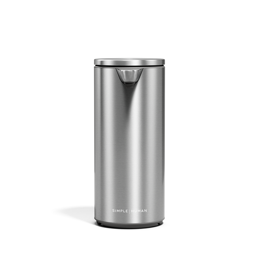 Simplehuman Rechargeable Sensor Pump (9 oz.) in Brushed Stainless Steel, touch-free dispenser.