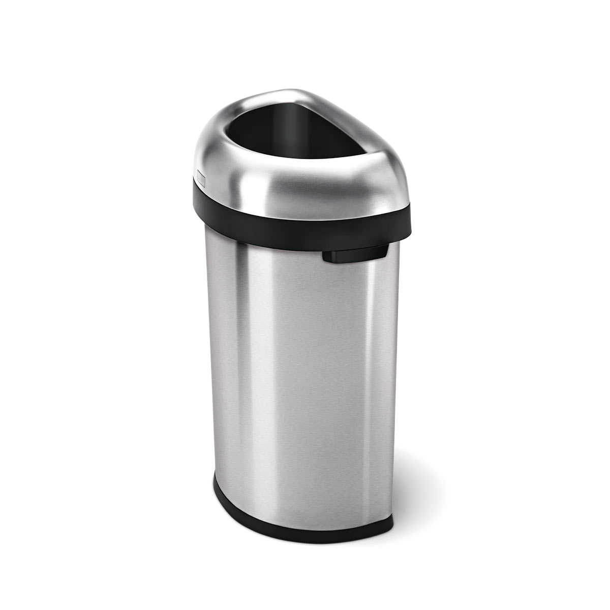 Simplehuman 60L Semi-Round Open Can, Brushed Stainless Steel, large dome top for easy disposal