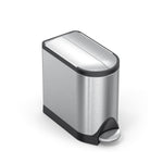Simplehuman Brushed Stainless Steel 10L Butterfly Step Can, hands-free foot pedal, split lid.