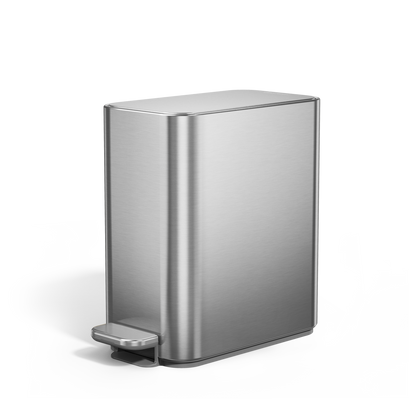Simplehuman 5L Slim Step Can in Brushed Stainless Steel, space-saving design with foot pedal