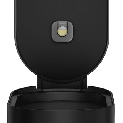 Detail view: Simplehuman Matte Black 45L Slim Step Can lid showing Odorsorb Pod compartment.