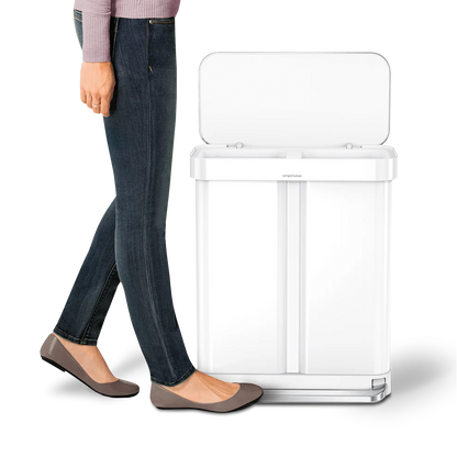 58L Dual Compartment Rectangular Step Can with Liner Pocket