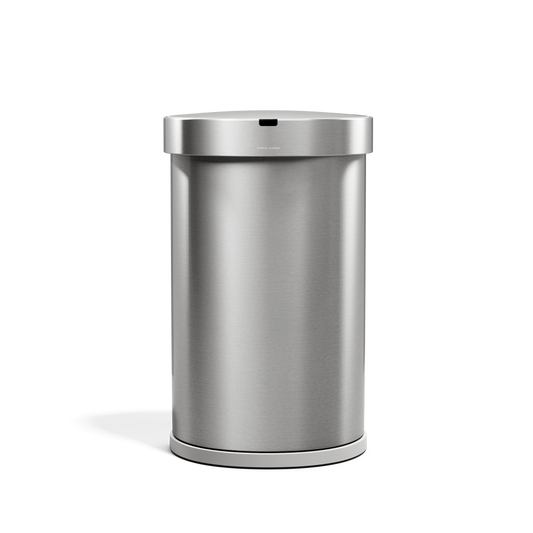 Simplehuman Semi-Round Sensor Can (45L) in Brushed Stainless Steel, hands-free waste disposal